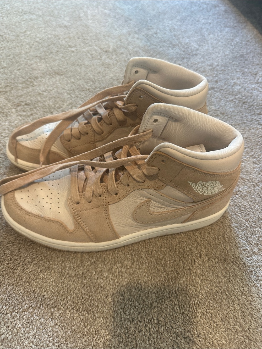 Nike Air Jordan Mid Women's Sneakers in Beige and Cream
